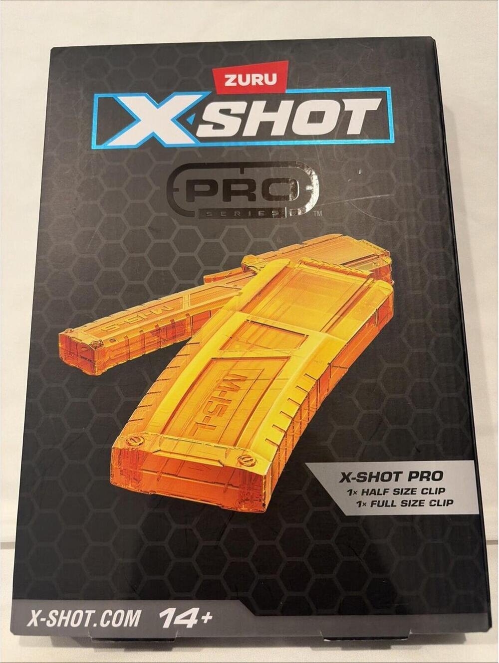 New, Sealed- Zuru X-Shot.  X Shot Pro, 1 Half Clip And 1 Full Clip. Clips Only.